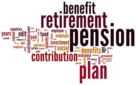 Pension and retirement based terms word cloud tagsの写真素材