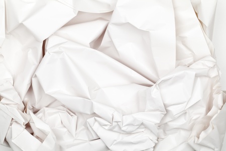 Crumbled empty white packing paper background textureの写真素材