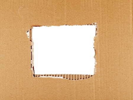Ripped cardboard with square hole forming frame