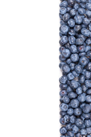 Fresh organic blueberries forming frame over white backgroundの写真素材
