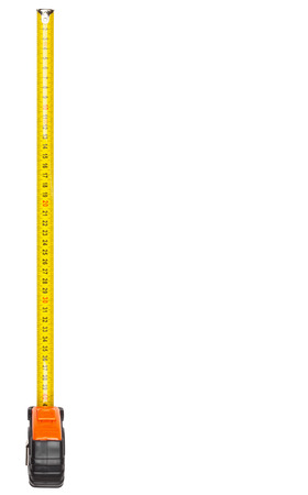Yellow open tape rule isolated on white backgroundの写真素材
