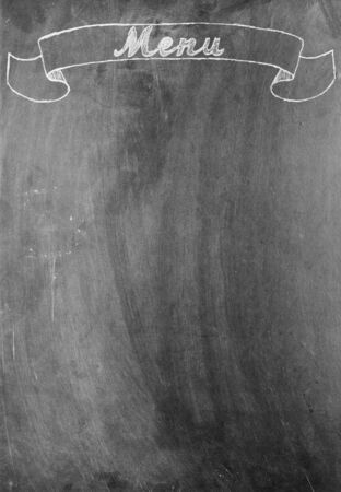 'Menu' chalk writing on old vintage chalkboard with copy spaceの写真素材