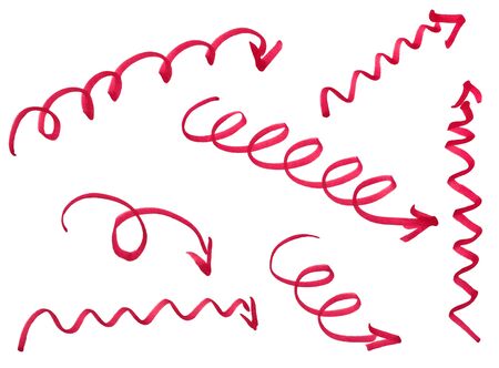 Set of hand-drawn marker arrows isolated on white backgroundの写真素材