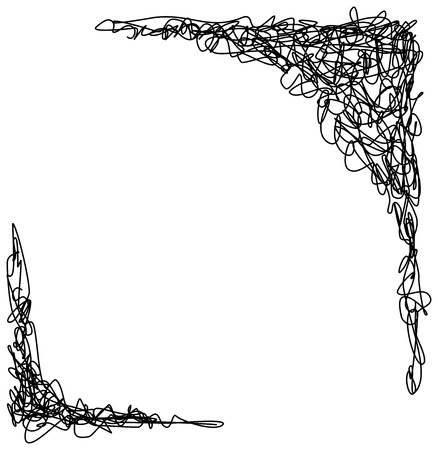 Abstract hand drawn scribble doodle corners isolated on white backgroundのイラスト素材