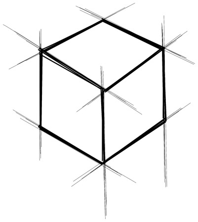 Abstract hand drawn scribble doodle blueprint box isolated on white backgroundのイラスト素材