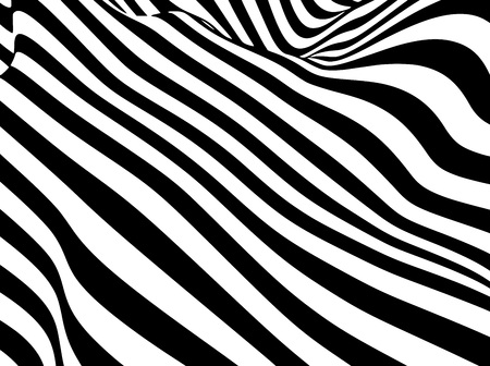 Abstract black and white striped optical illusion three dimensional geometrical shapes pattern illustrationのイラスト素材