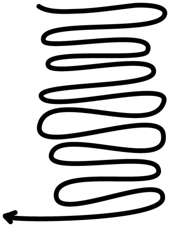 Curved, hand drawn marker abstract scribble direction arrow.のイラスト素材