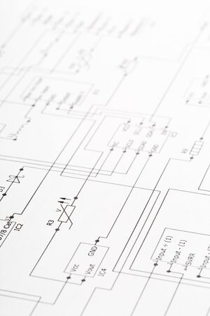 Close up of PCB wiring diagram circuit, selective focusの写真素材