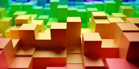 Background from randomly shifted rainbow or spectrum colored cubes, creativity or toy concept,...