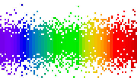 Spectrum rainbow colors fading pixel square modern abstract background pattern center to top and...