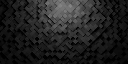 Black squares or cubes shifted rotated mosaic abstract background pattern geometrical design with ligth from top illustrationの写真素材