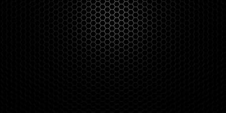 Black hexagon honeycomb grid grill background with light from above, 3D illustration