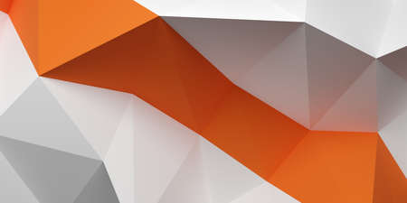 Triangle geometric polygon abstract white background pattern with orange band, 3D illustrationの写真素材
