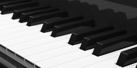 Piano or keyboard keys close up, 3D illustrationの写真素材