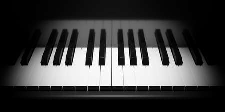 Piano or keyboard keys close up with moody spotlight, 3D illustrationの写真素材