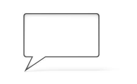 Single white empty speech bubble or balloon with black edge over white background with shadow template, 3D illustrationの写真素材