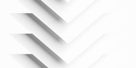 Modern minimal white overlayed shifted triangle geometrical pattern background flat lay top view from above, 3D illustrationの写真素材