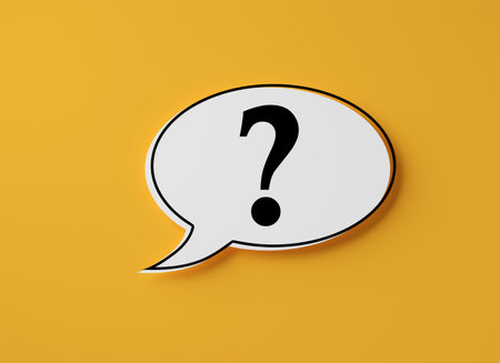 Round speech bubble with question mark symbol on yellow background, help , support or faq concept, 3D illustrationの写真素材