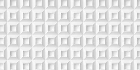 Inset white pyramid cube boxes block background wallpaper banner full frame filling checker layout, 3D illustrationの写真素材