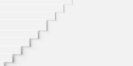 Modern minimal white shifted rectangle bars geometrical pattern background flat lay top view from above, 3D illustrationの写真素材