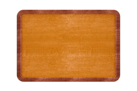 Square empty, blank wood sign, board or plaque with dark wood frame isolated on white background,...