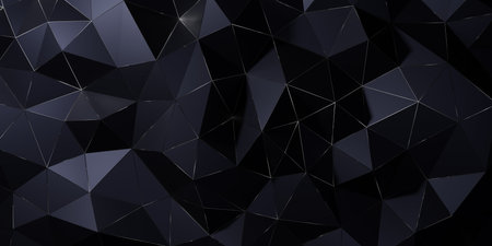 Abstract dark blue polygon geometry triangle mosaic background with silver inlays, 3D illustrationの写真素材