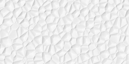 Random shifted small white polygon geometrical flake structure pattern background wallpaper banner, 3D illustrationの写真素材