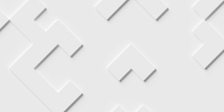 Offset white sparse angled cube boxes block background wallpaper banner template, 3D illustration