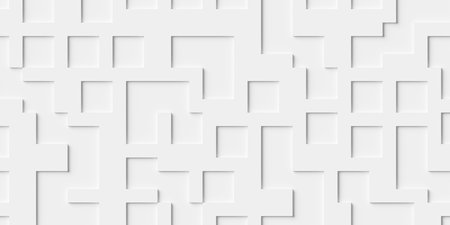 Array or grid of white rectangle or cube corners background wallpaper banner texture, 3D illustrationの写真素材