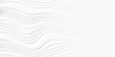 Soft white organic horizontal wave shapes geometrical background wallpaper banner pattern fade out with copy space, 3D illustrationの写真素材