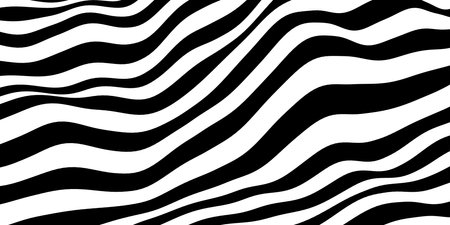 Abstract black and white monochrome randomly zebra shaped striped line art pattern background template plane, 3D illustrationの写真素材