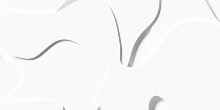 Layered white organic shapes geometrical background wallpaper banner pattern flat lay top view from above, 3D illustrationの写真素材
