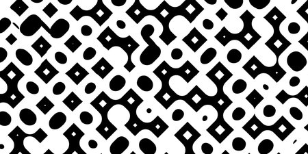 Abstract modern minimal black and white monochrome geometry large diagonal organic round shapes and squares pattern texture backgroundの写真素材
