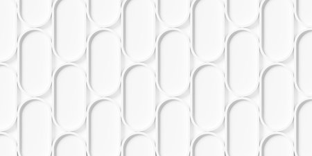 Large white vertical ellipse border array geometry shapes background wallpaper banner pattern, flat lay from above, 3D illustrationの写真素材