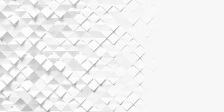 Diagonally arranged randomly folded white plane squares background wallpaper banner with copy space,...