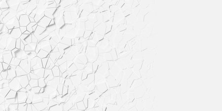 White multi layer geometric polygon shapes background wallpaper banner pattern flat lay top view with copy space, 3D illustrationの写真素材