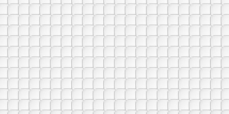 Grid of small white bend squares or planes geometry background wallpaper banner, flat lay, 3D illustrationの写真素材