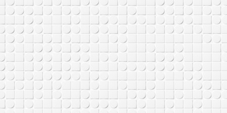 Grid of white cylinders and boxes geometry background wallpaper banner, flat lay, 3D illustrationの写真素材