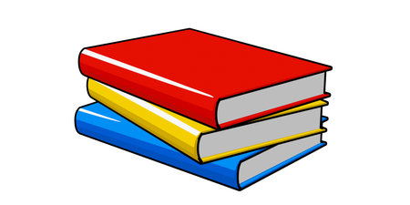 Three books cartoon look stacked on white background, education or back to school concept, 3D illustrationの写真素材
