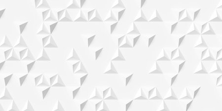 Sparsely scattered white triangular pyramids background wallpaper banner, 3D illustrationの写真素材