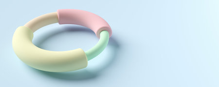 Pastel colored round ring pie chart business diagram on cyan pastel background, financial growth,...