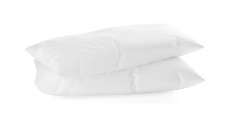 Two stacked long pillows over white background, 3D illustrationの写真素材