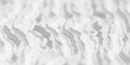 White organic rough folded cloth or terrain geometrical background wallpaper banner pattern, selective focus, 3D illustrationの写真素材