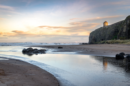 This is Mussenden Temple at Downhill on the Antrim Coast in Northern Ireland.  The picture was taken at sunsetの写真素材