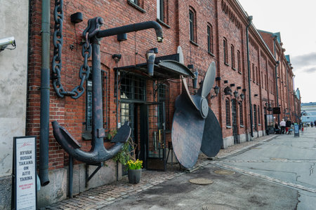 Helsinki, Finland - April 17, 2018: This is the front of Ravintola Nokka resturant in the harbour of Helsinkiのeditorial素材