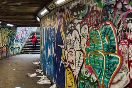 Belfast, UK - Oct 28, 2017: Graffiti in the underground of Belfastのeditorial素材