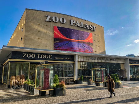 Berlin, Germany - Oct 9, 2019:  The front entrance to the Zoo Palast in Berilnのeditorial素材