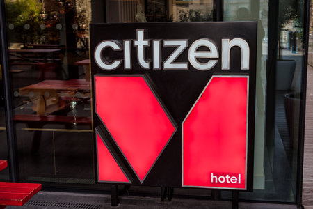 London, UK - Jan 16, 2020:  This is the sign for the Citizen Hotel at Tower Hill in Londonのeditorial素材