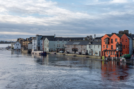 Athlon, Ireland - Feb 23, 2020: Athlon  city buildings on the shores of the River Shanon in Ireland.のeditorial素材