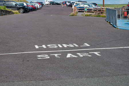 Mizen Head, Ireland- July 12, 2021: The  start and finishing line at Mizen Head for the many sports and charity racesのeditorial素材